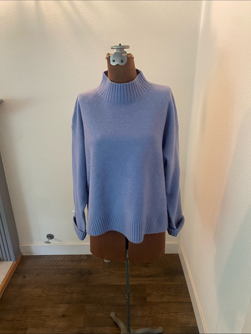 Cozy light periwinkle Mock Neck Women's Sweater